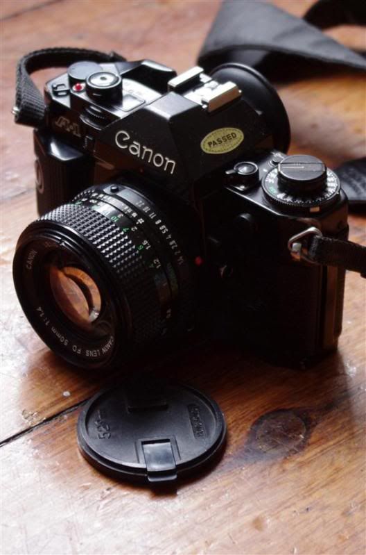 FS OT Beautiful 70s Canon A1 Film Camera W/ f1.4 lens, film and case